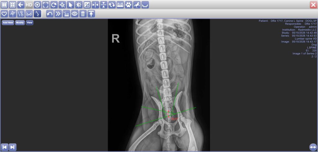 AccuVueCloud Cobb Angle Veterinary Tool Cloud PACS