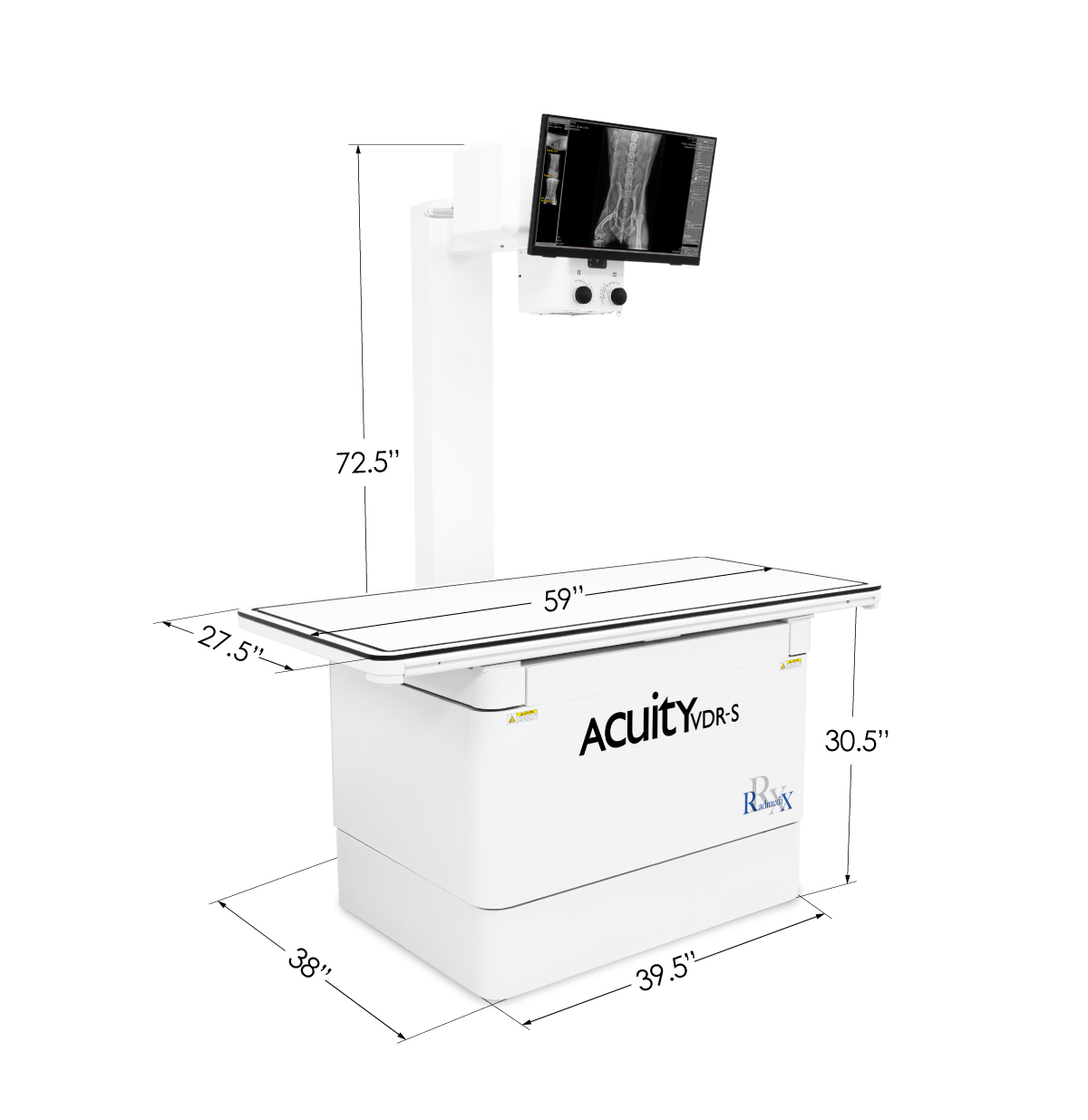 Acuity VDR-S Veterinary X-Ray Machine Dimensions